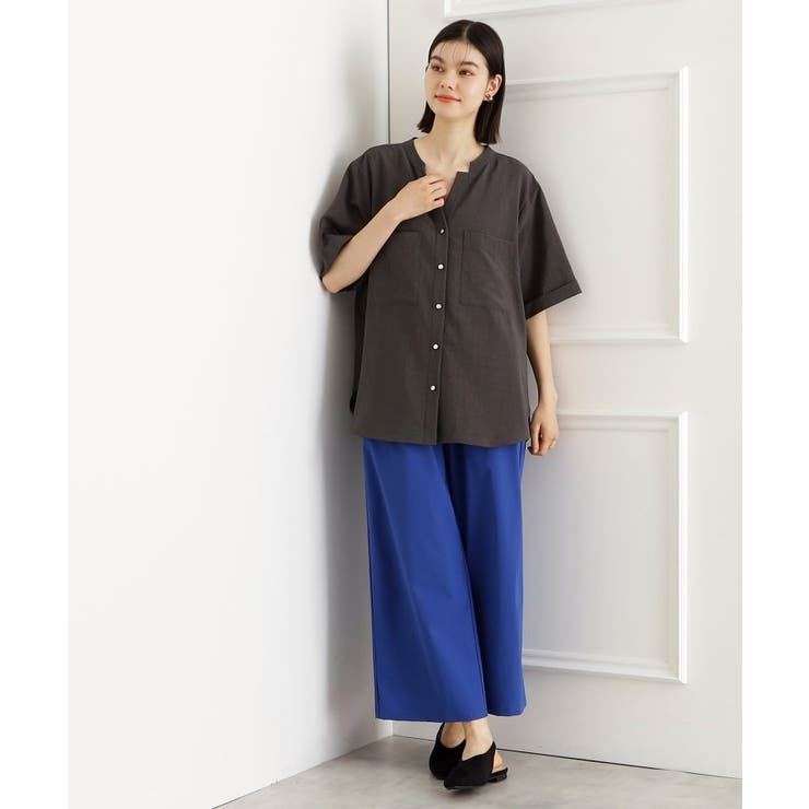 【秋色入荷 インしなくても決まる】ダブルポケット5分袖シャツ 体型カバー | THE SHOP TK | 詳細画像9 