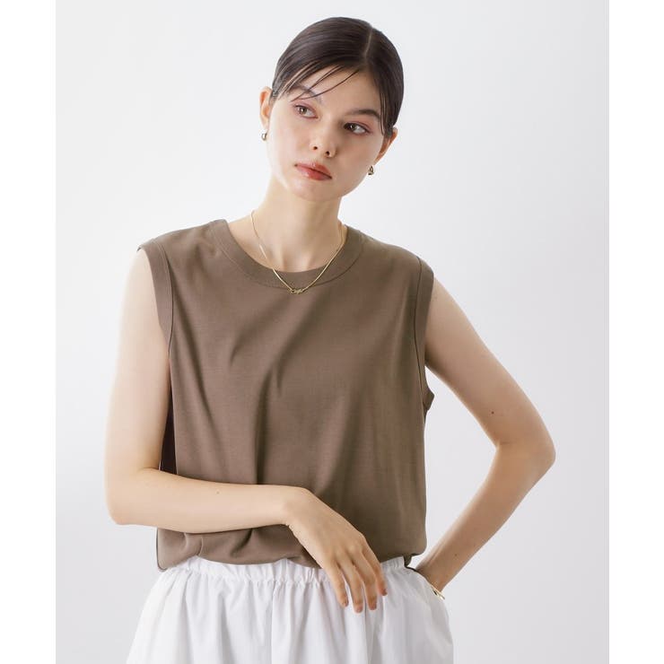 モカブラウン(042) | 【汗染み防止】ノースリーブTシャツ【洗濯機OK/UVケア】 | THE SHOP TK