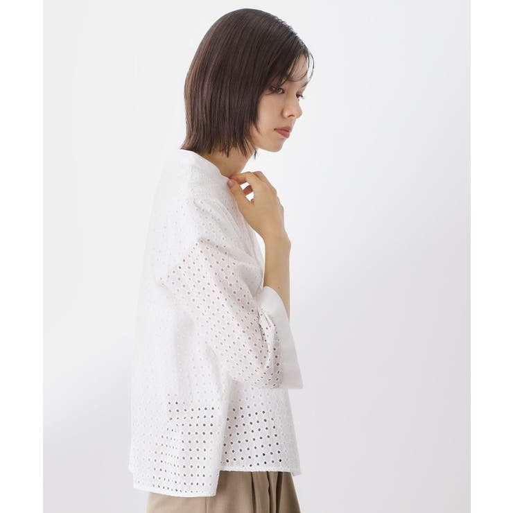 5分袖レース刺繍コットンシャツ | THE SHOP TK | 詳細画像2 