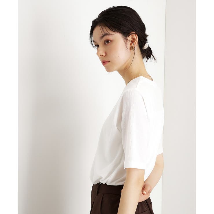 5分袖シアーTシャツ【二の腕カバー/洗濯機OK】 | THE SHOP TK | 詳細画像1 