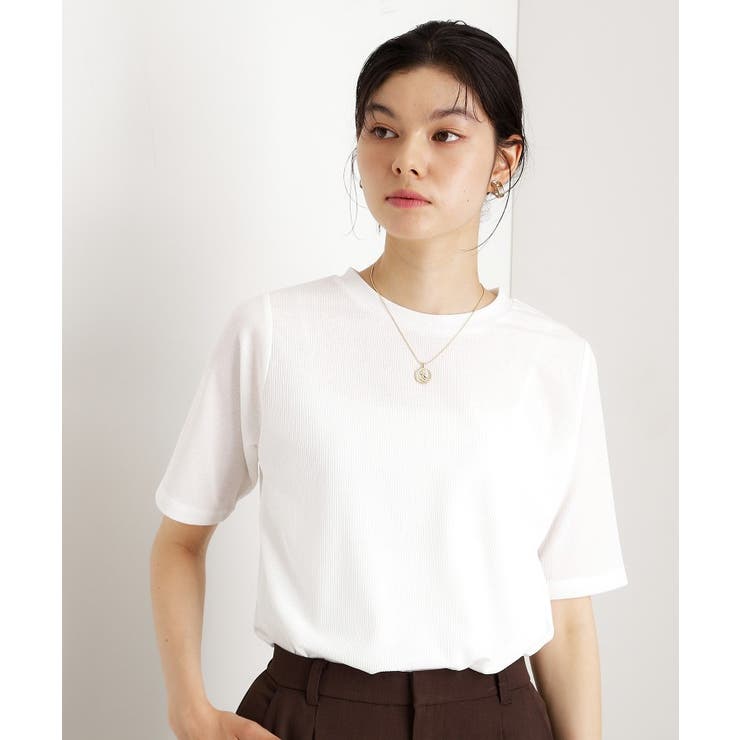 オフホワイト(003) | 5分袖シアーTシャツ【二の腕カバー/洗濯機OK】 | THE SHOP TK