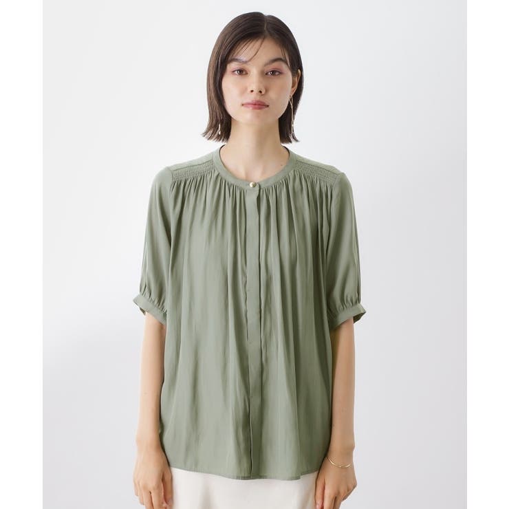 【インしなくも決まる】サテンギャザー5分袖ブラウス | THE SHOP TK | 詳細画像13 