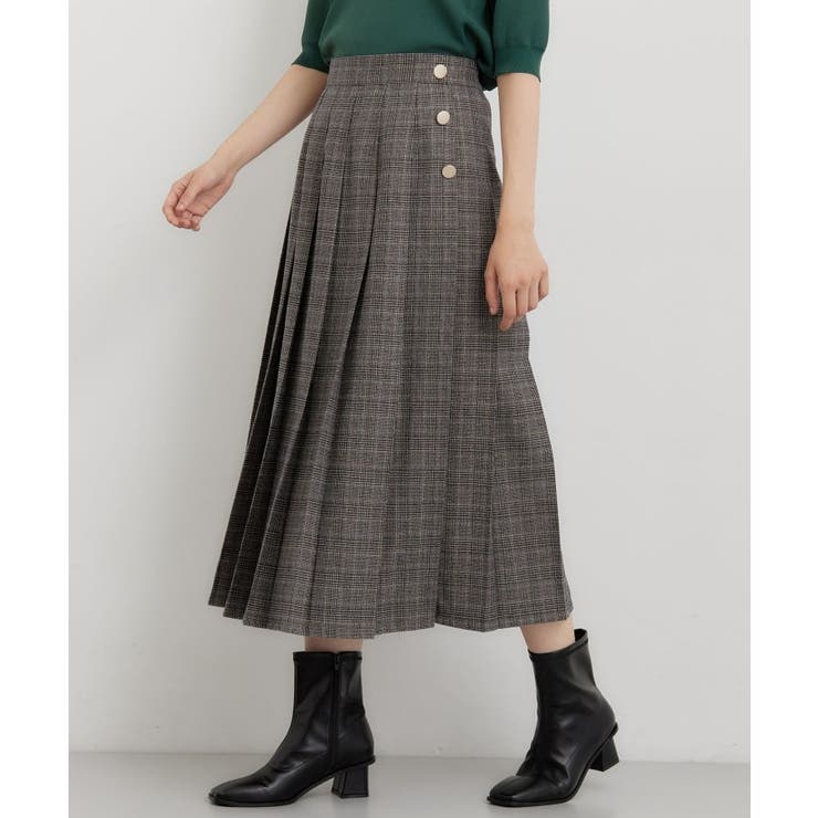 ベージュ(252) | クラシックな雰囲気に チェックプリーツスカート | THE SHOP TK