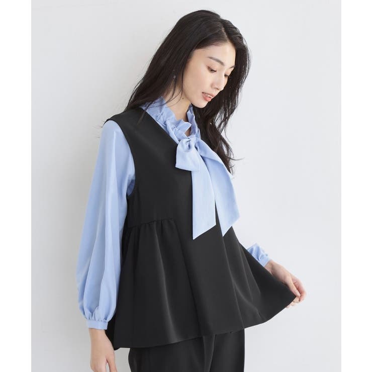 【通勤・セレモニー】ダブルクロス ペプラムジレ/セットアップ可 | THE SHOP TK | 詳細画像5 