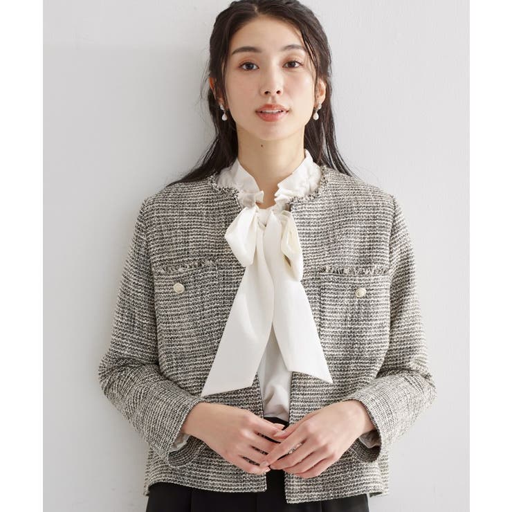 ブラック(419) | ツイードノーカラージャケット | THE SHOP TK