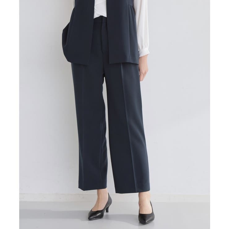 ネイビー(094) | 【通勤・セレモニー】ダブルクロスワイドパンツ/セットアップ可 | THE SHOP TK