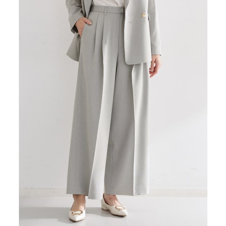 グレー(012) | 【通勤・セレモニー】CAVIAN 2タックワイドパンツ/セットアップ可 | THE SHOP TK