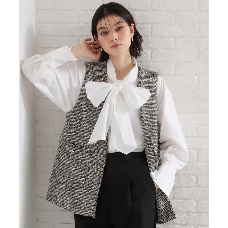 【通勤・セレモニー】タックボウタイブラウス | THE SHOP TK | 詳細画像1 