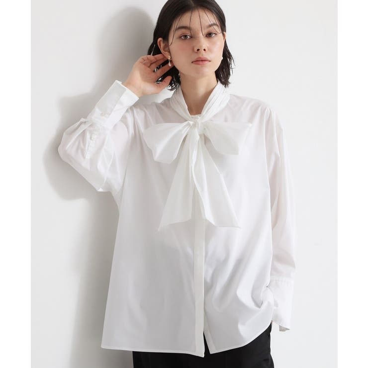 オフホワイト(003) | 【通勤・セレモニー】タックボウタイブラウス | THE SHOP TK