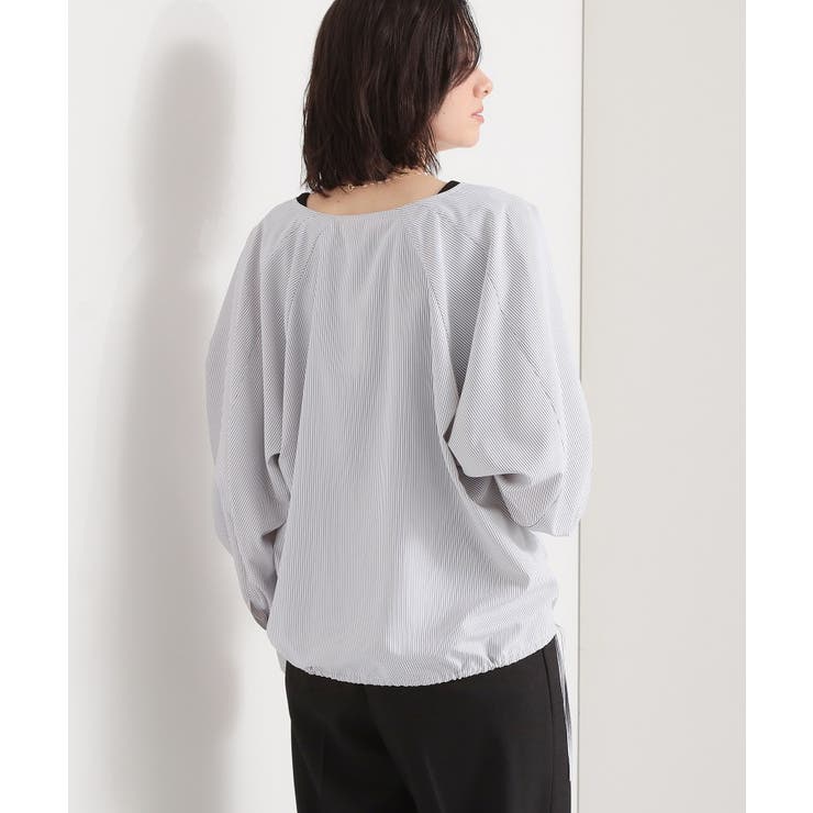 キーネックストライプドロストシャツブラウス | THE SHOP TK | 詳細画像2 