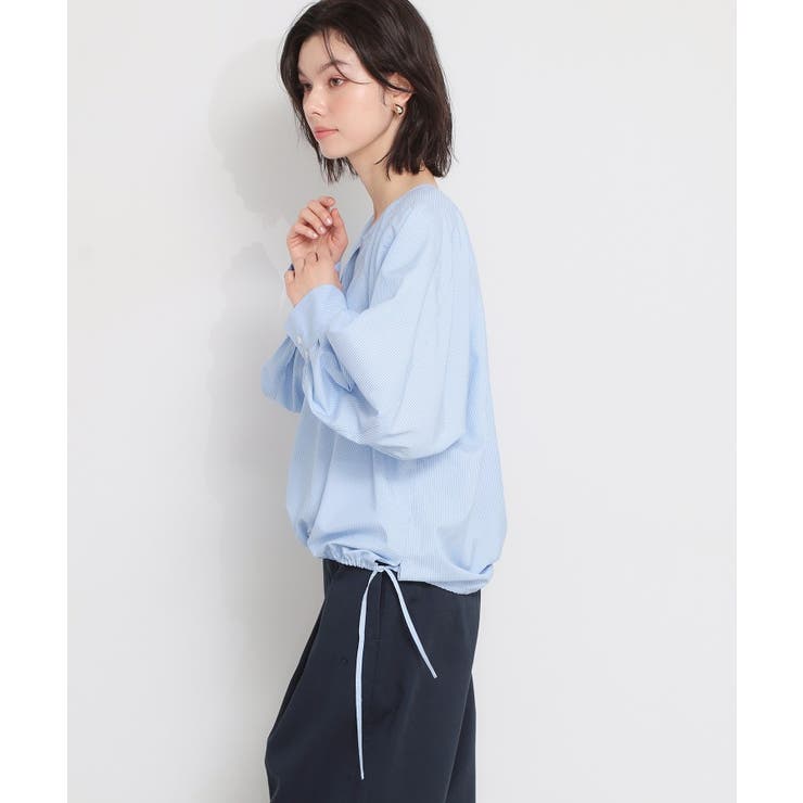 キーネックストライプドロストシャツブラウス | THE SHOP TK | 詳細画像9 