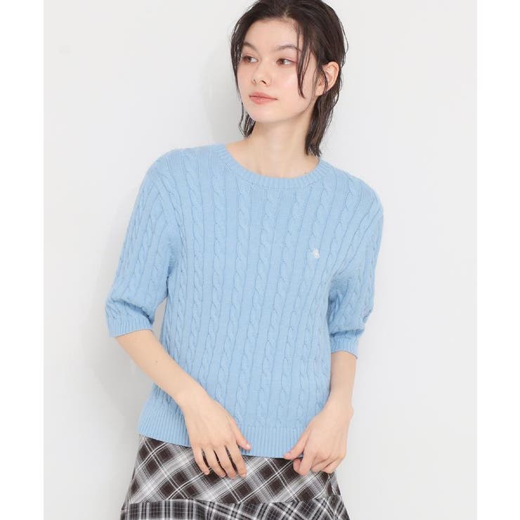 ブルー(091) | 【POLO BCS 別注】5分袖ケーブルニット | THE SHOP TK