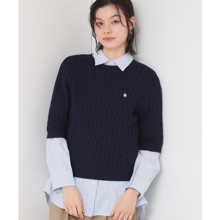 ネイビー(094) | 【POLO BCS 別注】5分袖ケーブルニット | THE SHOP TK