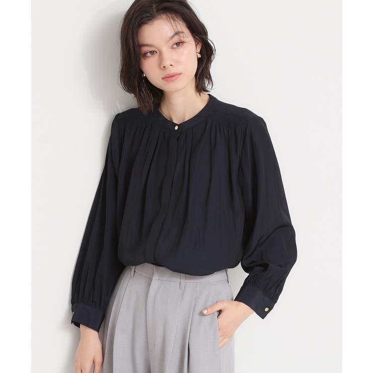 ネイビー(094) | ヴィンテージサテンギャザーブラウス | THE SHOP TK