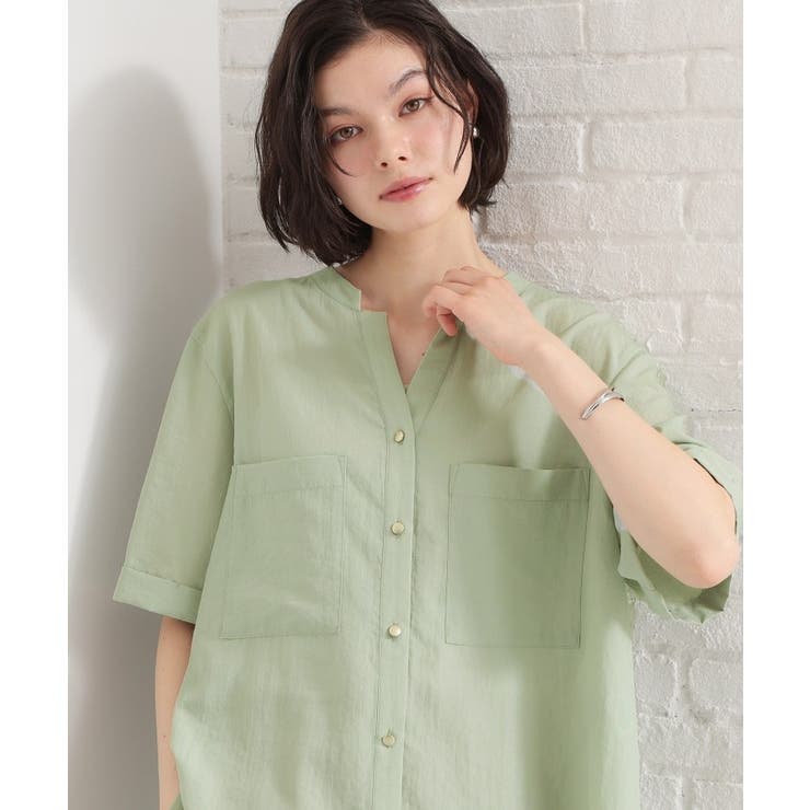 【M-XL/二の腕カバー】ダブルポケット金ボタン 5分袖シャツ | THE SHOP TK | 詳細画像12 
