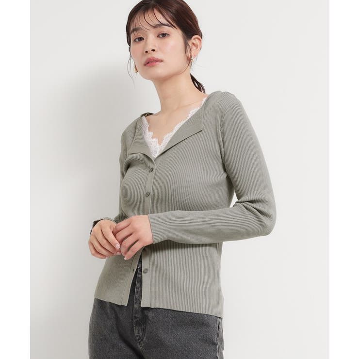 グレー(012) | レースレイヤードリブニット | THE SHOP TK