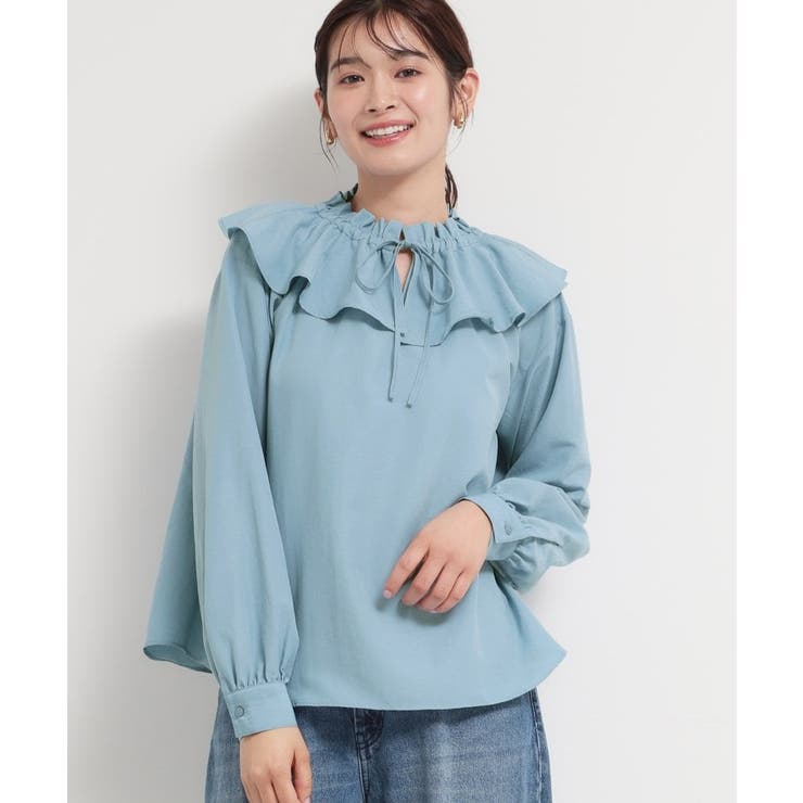 サックスブルー(090) | エアリーフリルブラウス | THE SHOP TK