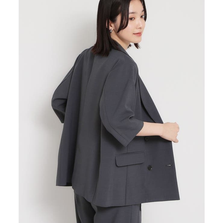 【セットアップ可】麻調ダブルブレスト 6分袖ジャケット | THE SHOP TK | 詳細画像8 