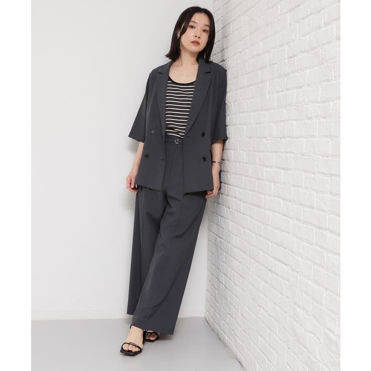 【セットアップ可】麻調ダブルブレスト 6分袖ジャケット | THE SHOP TK | 詳細画像9 