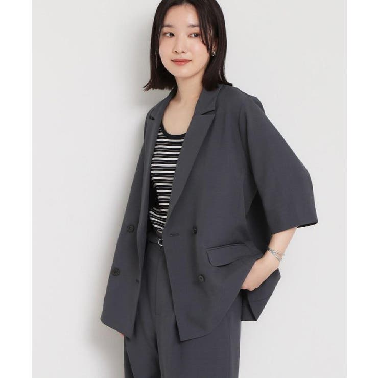 【セットアップ可】麻調ダブルブレスト 6分袖ジャケット | THE SHOP TK | 詳細画像6 