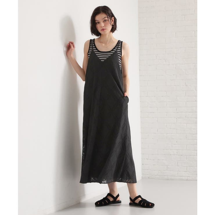 ブラック(019) | ほんのり品の良い甘さ レースキャミワンピース | THE SHOP TK