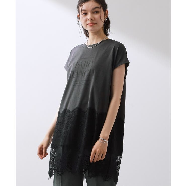 スミクロ(018) | レース切替 ロングTシャツ | THE SHOP TK