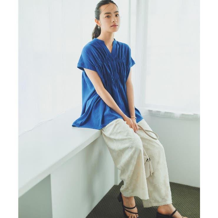 【夏に嬉しい機能つき】ひんやりさらさら シャーリングブラウス | THE SHOP TK | 詳細画像4 