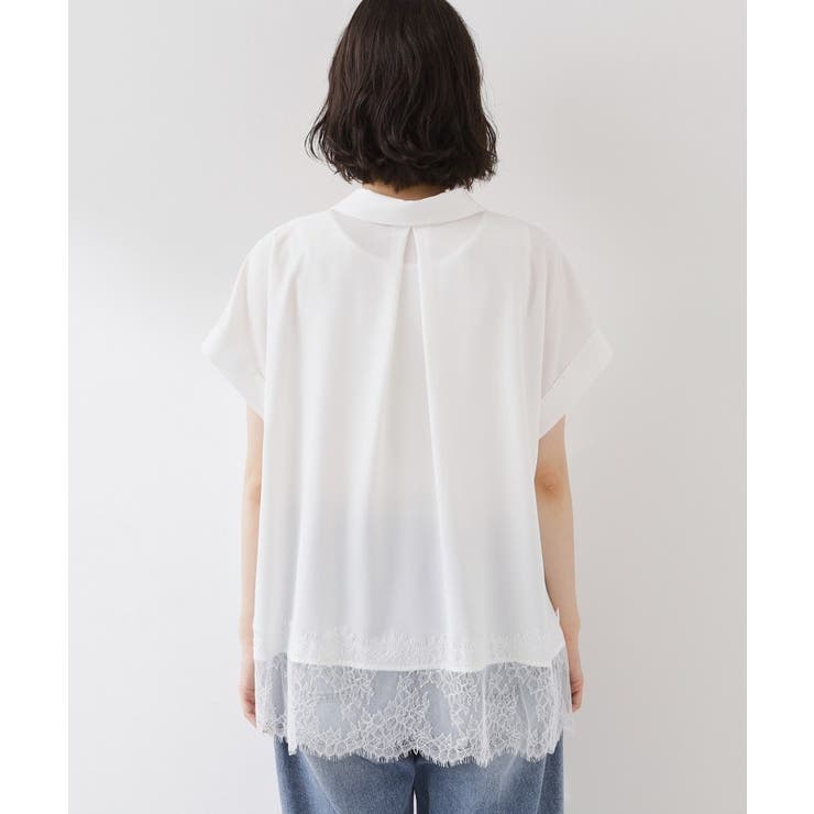 【ひんやり/体型カバー】裾レース切り替え スキッパーシャツ | THE SHOP TK | 詳細画像18 
