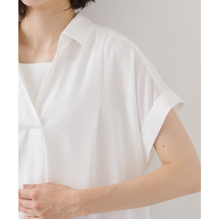 【ひんやり/体型カバー】裾レース切り替え スキッパーシャツ | THE SHOP TK | 詳細画像20 