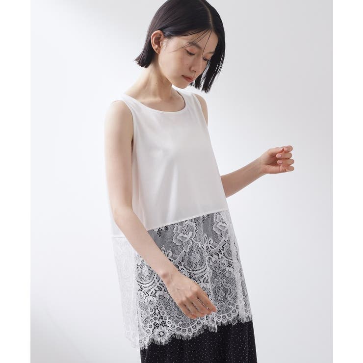 【ひんやり/人気アイテム】レイヤードスタイルに 裾レースタンクトップ | THE SHOP TK | 詳細画像1 