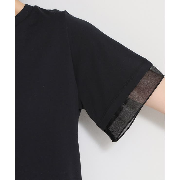 【M-XL/ひんやり／吸水速乾／UV】上品な透け感 袖口シアーTシャツ | THE SHOP TK | 詳細画像24 