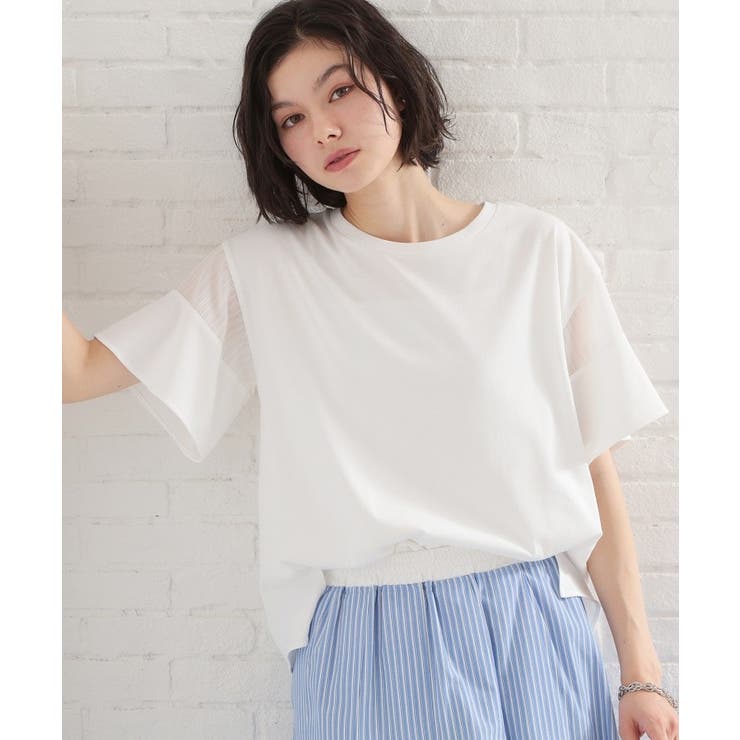 【ひんやり／吸水速乾／UV】軽やかに揺れる シアーフレアスリーブTシャツ | THE SHOP TK | 詳細画像1 