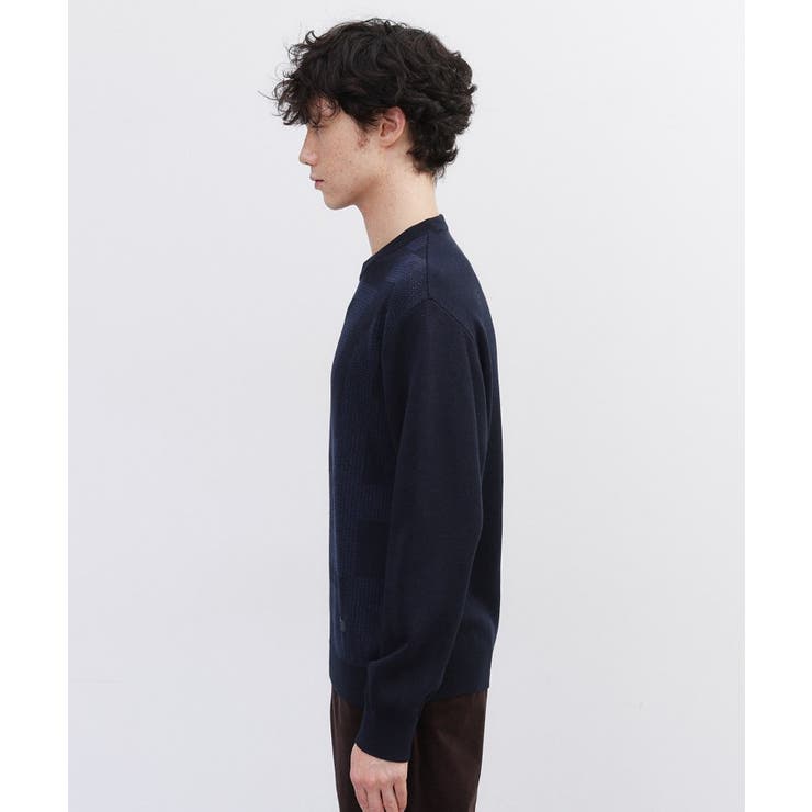 【Made in JAPAN】ビッグチェック＆スライドパズル柄 ニット | TAKEO KIKUCHI | 詳細画像3 