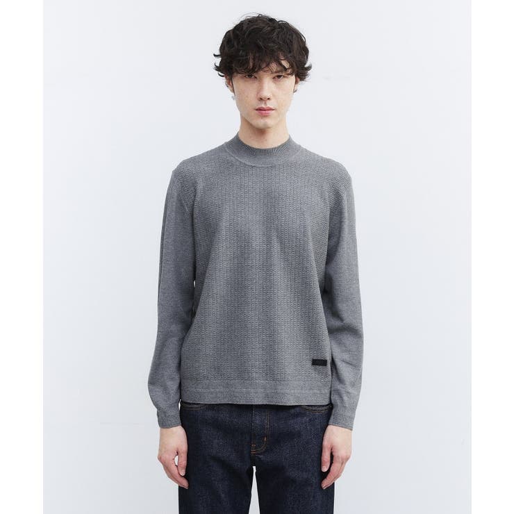 チャコールグレー(013) | ハイゲージ モックネック ニット プルオーバー | TAKEO KIKUCHI