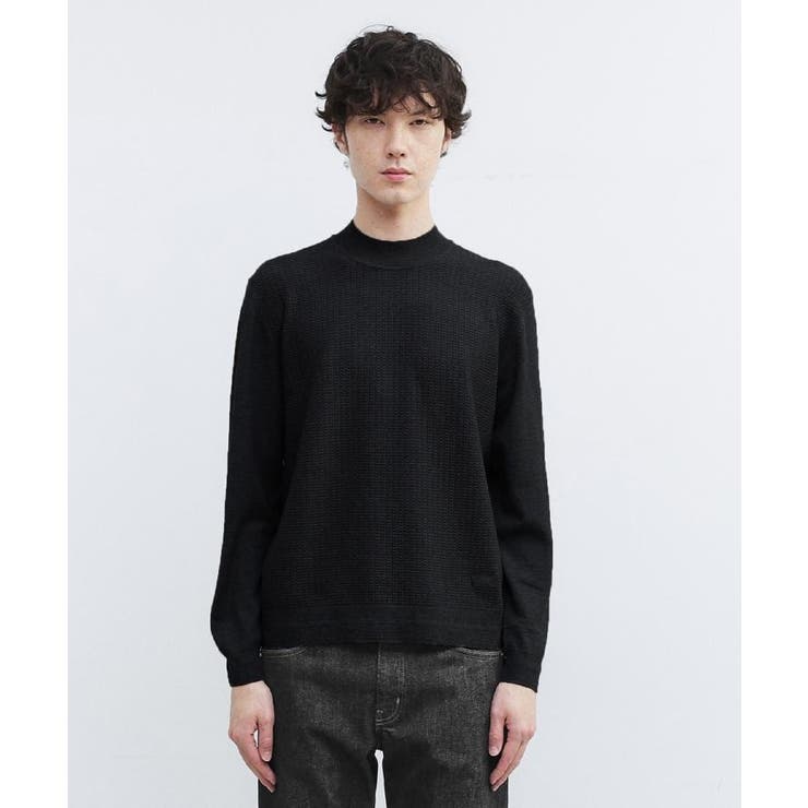 ブラック(019) | ハイゲージ モックネック ニット プルオーバー | TAKEO KIKUCHI