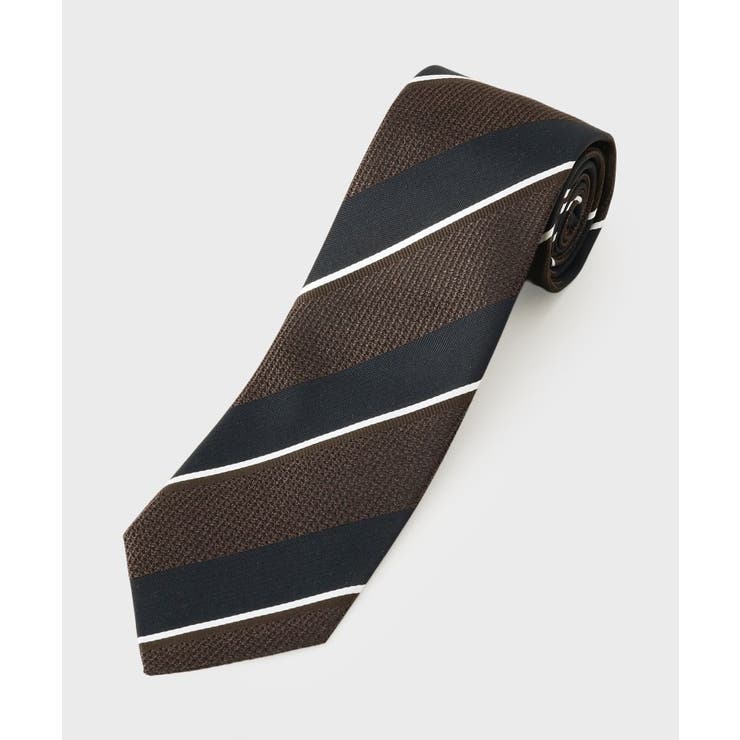 ブラウン(343) | 京都丹後 タッサーバスケット ストライプネクタイ | TAKEO KIKUCHI