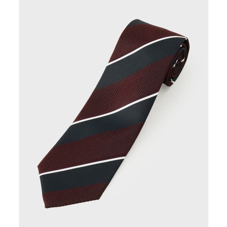 ボルドー(364) | 京都丹後 タッサーバスケット ストライプネクタイ | TAKEO KIKUCHI