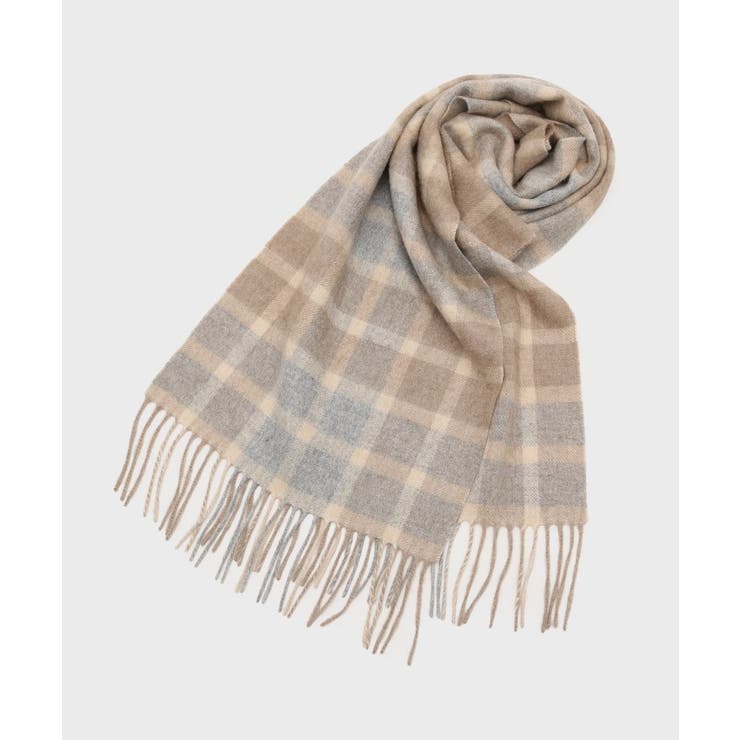 ベージュ(252) | 【洗えるカシミヤ】カシミヤ100 チェックマフラー | TAKEO KIKUCHI