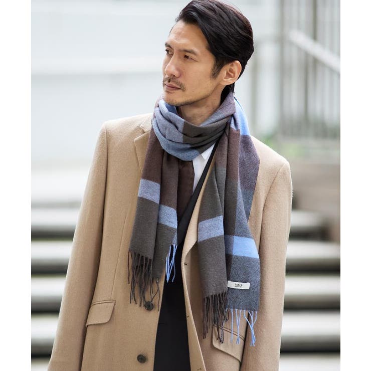 【洗えるウールカシミヤ】変形ブロックチェックマフラー | TAKEO KIKUCHI | 詳細画像8 
