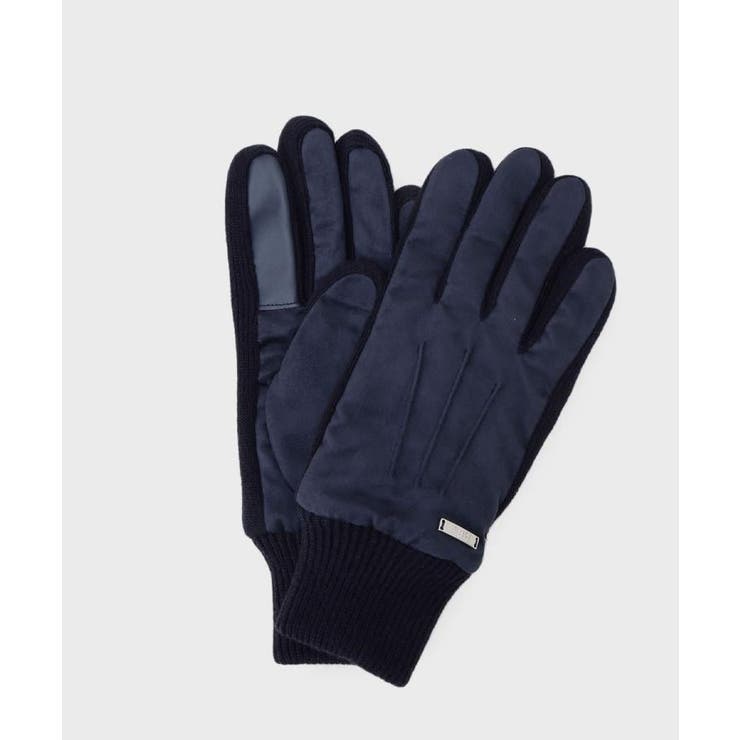 ネイビー(094) | スエード調ニットコンビ ウォッシャブルグローブ | TAKEO KIKUCHI