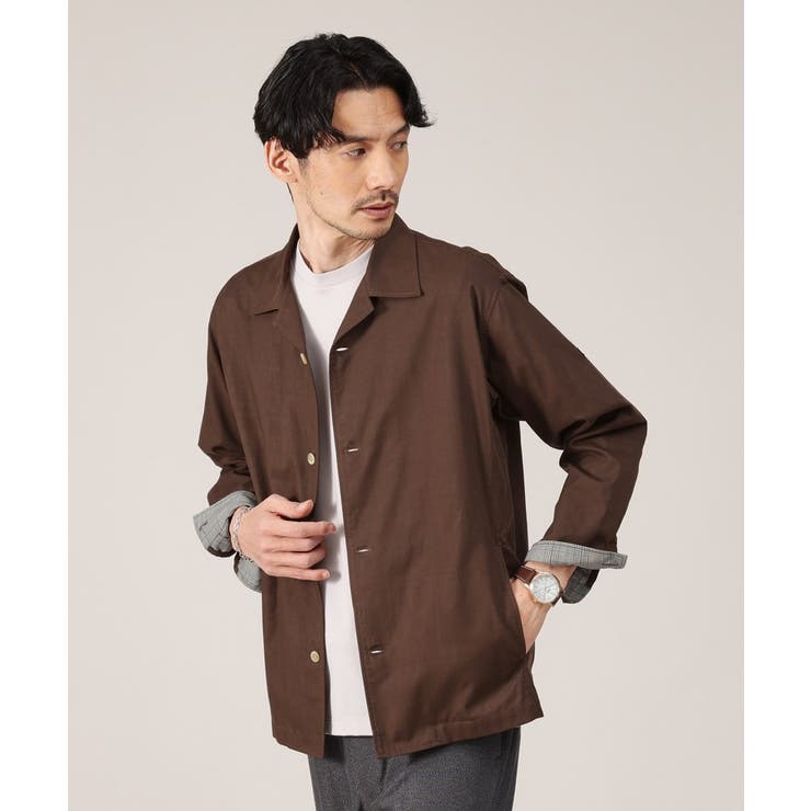 ブラウン(044) | 【羽織】ダブルフェイス シャツ 羽織り | TAKEO KIKUCHI