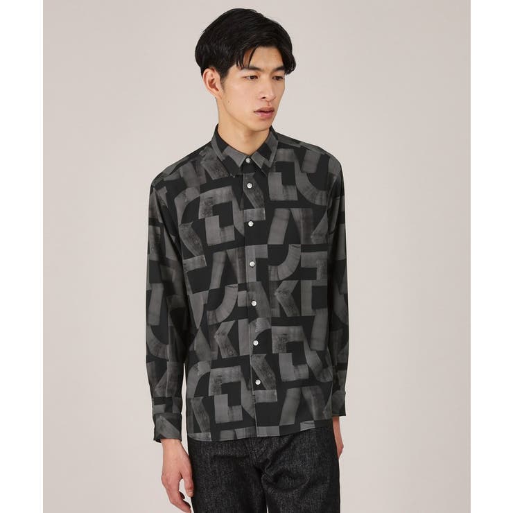 ブラック(119) | 【Made in JAPAN】スライドパズル柄 シャツ | TAKEO KIKUCHI