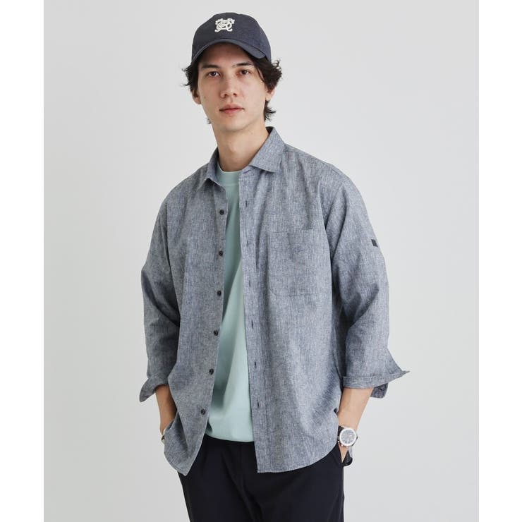 ネイビー(094) | ハイブリッド リネン 7分袖 シャツ | TAKEO KIKUCHI