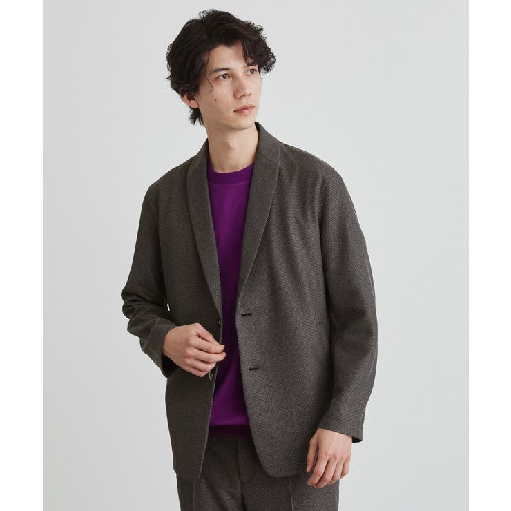 ブラック(019) | 【尾州織】後染め ドビーメッシュ ショール羽織り | TAKEO KIKUCHI