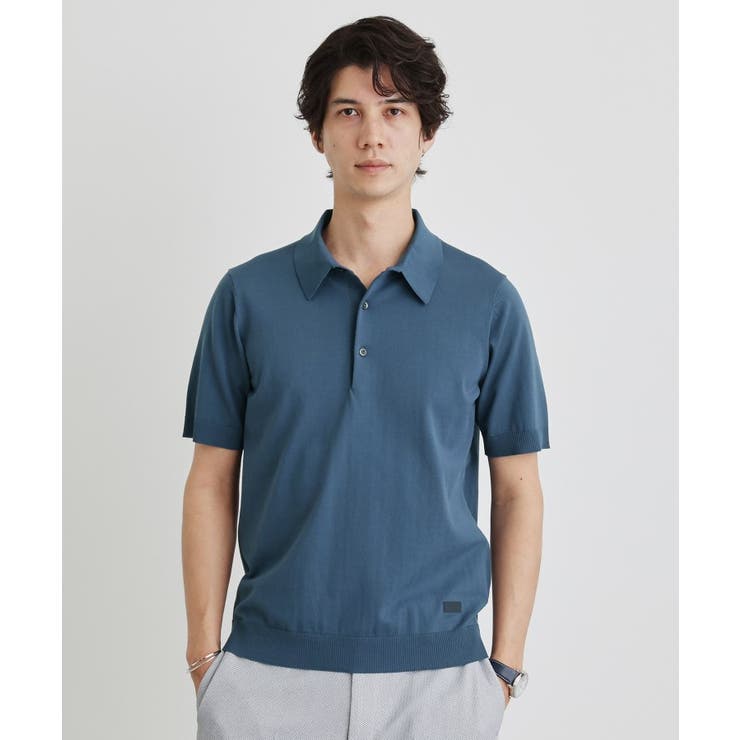 ブルー(092) | テーラードニット ポロシャツ | TAKEO KIKUCHI