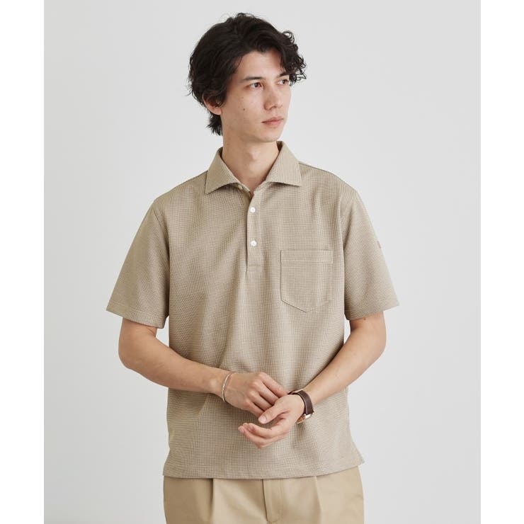 ピンクベージュ(453) | 千鳥柄ポロシャツ | TAKEO KIKUCHI