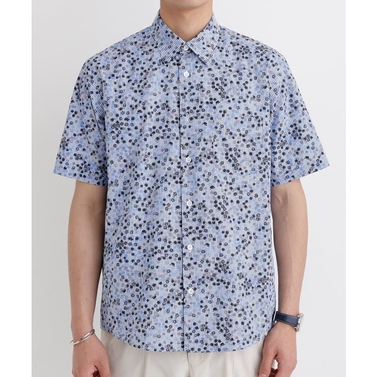 ストライプ小花プリント 半袖シャツ | TAKEO KIKUCHI | 詳細画像2 