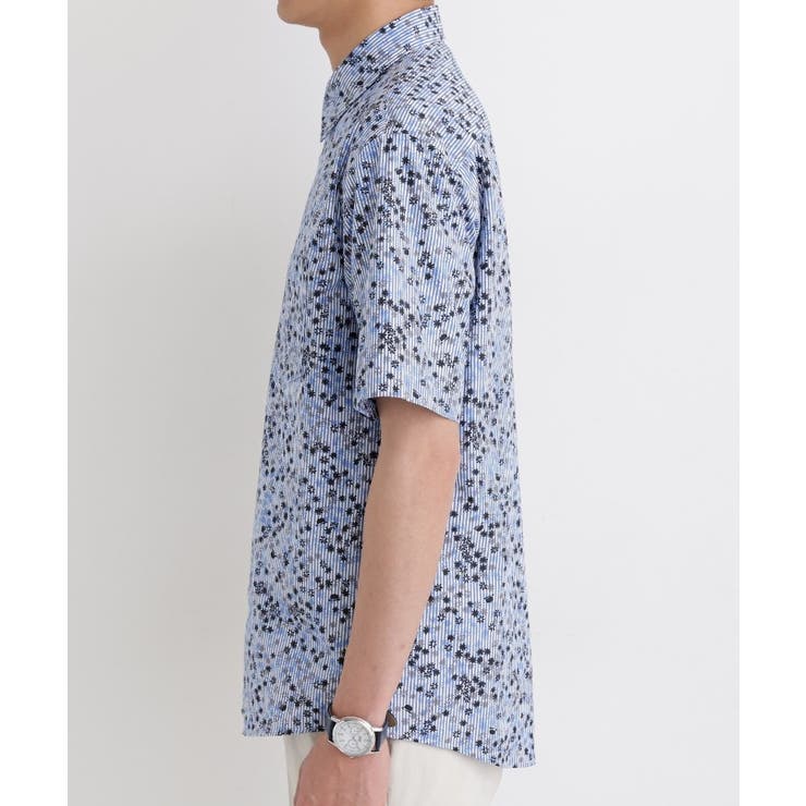 ストライプ小花プリント 半袖シャツ | TAKEO KIKUCHI | 詳細画像3 