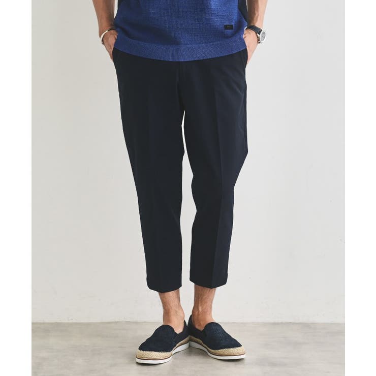 ネイビー(094) | サッカーストライプ サイドゴアウエスト 8分丈 パンツ | TAKEO KIKUCHI