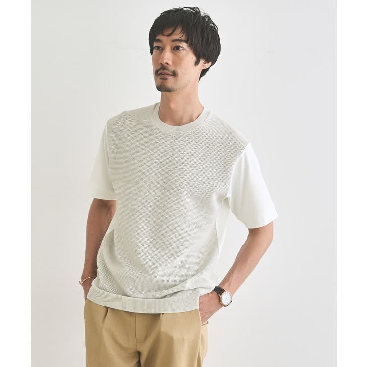 ライトグレー(011) | テクスチャーニット コンビ カットソー | TAKEO KIKUCHI